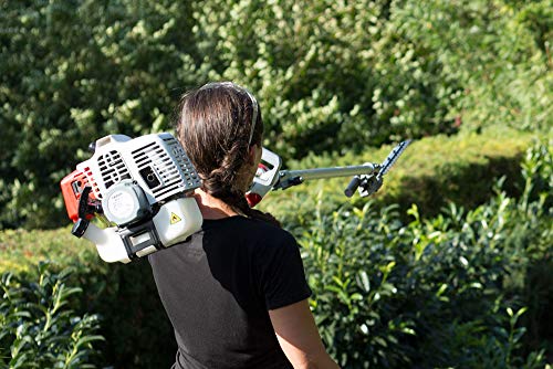 IKRA Herramienta multifunción a Gasolina IBKH 33, 4en1, Incl. prolongación, Lima de Cadena y Placa de protección