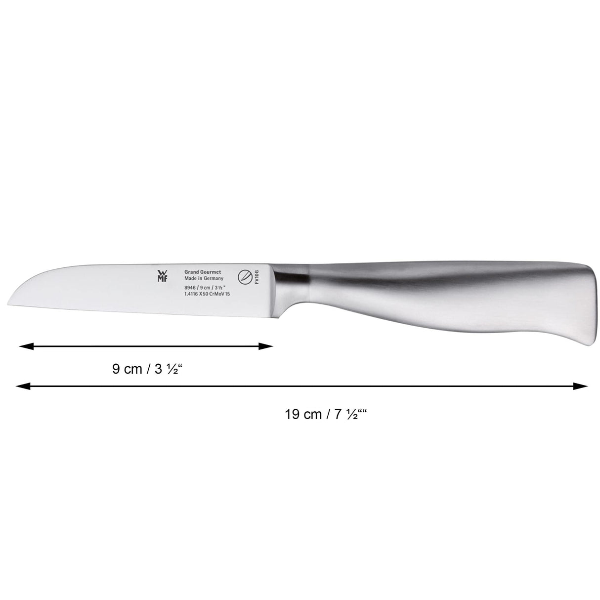 WMF Grand Gourmet Juego de cuchillos de 3 piezas Made in Germany, 3 cuchillos forjados, cuchillos de cocina, Performance Cut, hoja de acero especial
