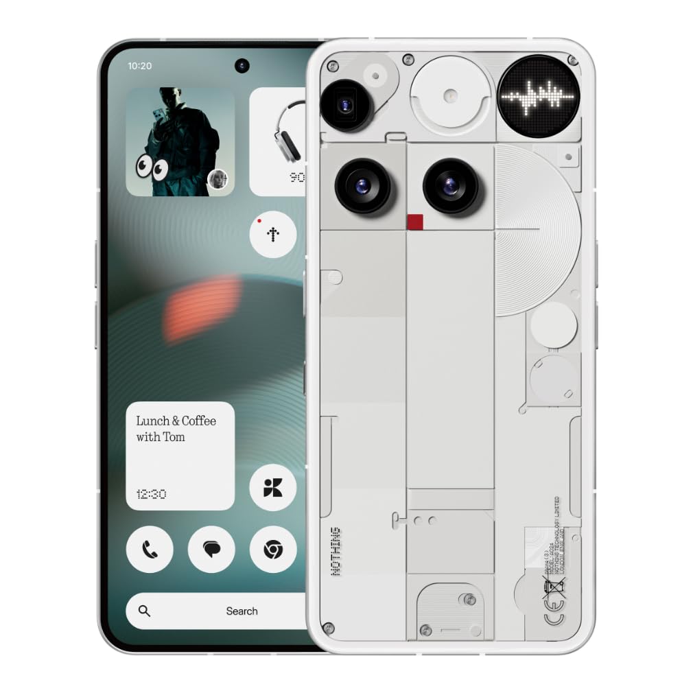 Nothing Phone (3) – Smartphone con Triple Cámara 50MP, Batería de Silicio Carbono de Larga Duración 24h, Pantalla AMOLED 6,67" con 120Hz y Glyph Matrix, 12GB + 256GB - Blanco