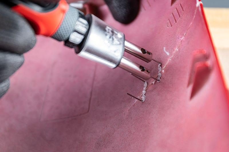 VIGOR Kit de reparación de plástico, 134 Piezas V3551N, 50 W, para Reparaciones rápidas y estables, Grapas de Acero Inoxidable, Varillas de Soldadura y Rejillas de Refuerzo