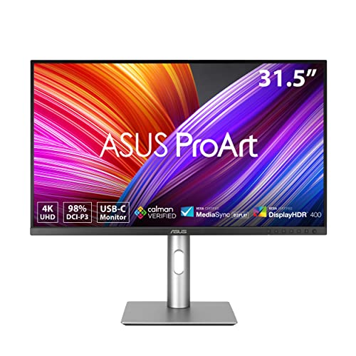 ASUS ProArt Display PA329CRV - Monitor Profesional de 31.5 Pulgadas, IPS, 4K UHD 3840 x 2160, 98% DCI-P3, Calman, USB-C 96 W, VESA DisplayHDR 400, Soporte ergonómico, sostenibilidad ecológica