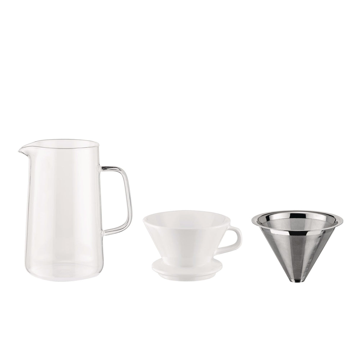 Alessi Slow Coffee KT01S1 - Set de Slow Coffee de Design, Compuesto por Jarra, Portafiltro y Filtro de Malla, en Acero Inoxidable 18/10