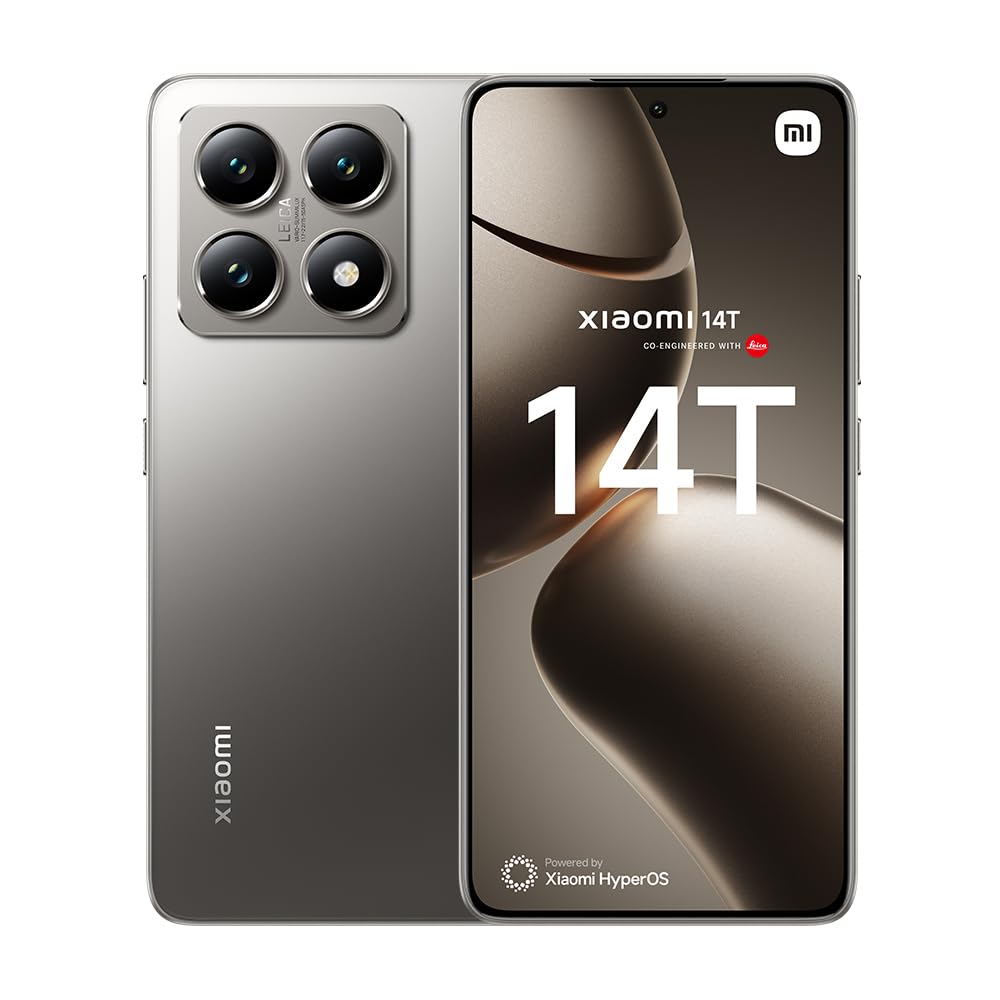 Xiaomi 14T – Smartphone de 12+256GB, Lentes Leica Summilux, MediaTek Dimensity 8300 Ultra, Pantalla AMOLED de 6,67'' 144Hz, HyperCharge 67W, Gris Titanio (Versión ES)