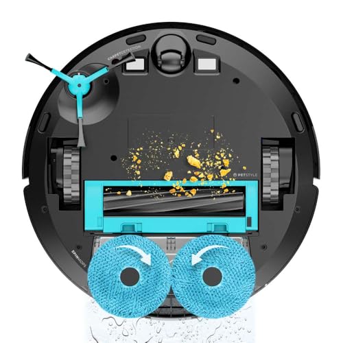 Cecotec Robot Aspirador Conga 9590 Spin Revolution Ultra Power Navegación Láser Inteligente, 10.000 Pa, Máx 240 min autonomía, Mopas giratorias. Cepillo de Silicona, Óptimo para Pelo de Mascotas