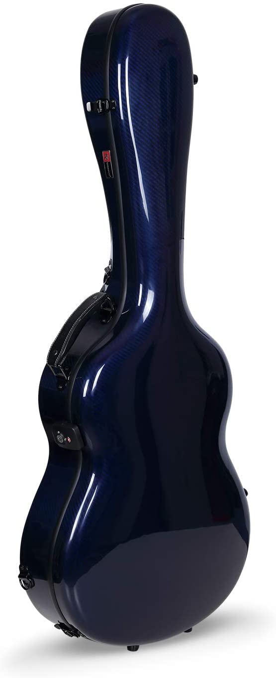 Crossrock Air Carbon Series Guitar Case Fits 4/4 Classic Guitar-100% Purity Carbon Fiber Flight Case, Protective Cover, Fixed & Removable Padding - Includes TSA Lock-Blue (CRF6030CBL)