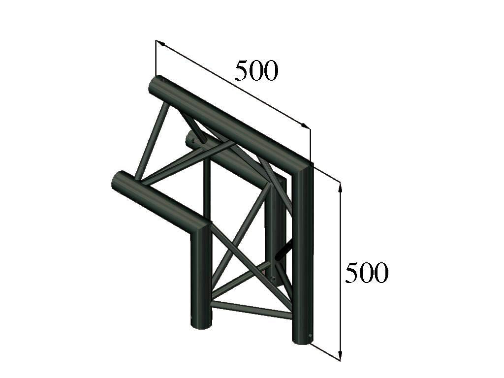 Alutruss ángulo de 2 vías 90 grados de conexión en T para enrejado americano, negro S-Pac 24
