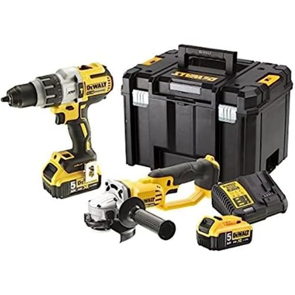 DeWalt dck278p2t-qw Kit de 2 herramientas 18 V 5 Ah – Taladro percutor y amoladora angular – 2 baterías, 1 cargador y 1 maletín)