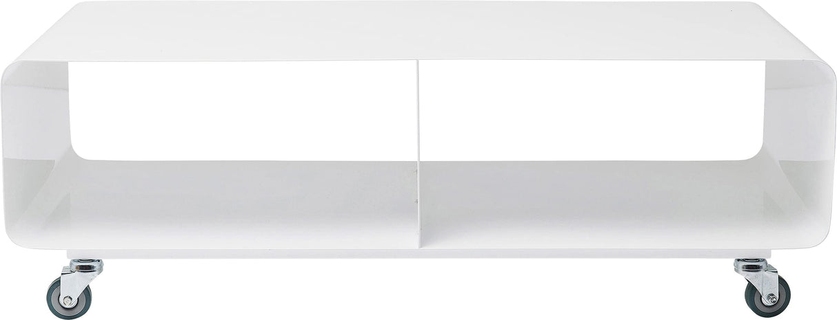 Kare Design Mueble de TV Lounge M, Blanco, Estilo Minimalista, Diseño Moderno, Funcional Espacio, Acero Pulverizado, 30 x 90 x 42 cm (A/A/P)