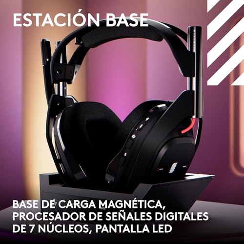 Logitech G Astro A50 LIGHTSPEED para gaming Auriculares inalámbricos + estación base (Gen 5), PRO-G GRAPHENE, cambio entre 3 sistemas, USB-C a Xbox, PS5, PC/Mac o Nintendo Switch, Bluetooth - Negro