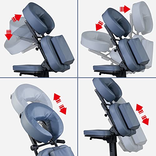 Master Massage Silla de Masaje Plegable Profesional, de Aluminio, Ajustable, Ligera, con cojín Musical, Funda de Transporte Bluetooth, Azul, Talla única