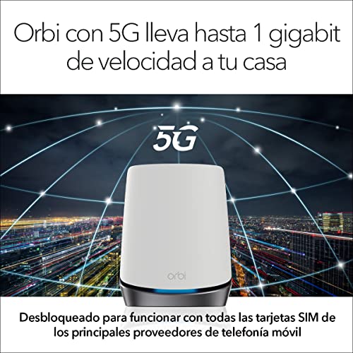 NETGEAR Orbi Router 5G Mesh WiFi 6 TriBanda NBK752 - Router con 1 extensor satélite, Cobertura de hasta 350 m2, 40 dispositivos, AX4200 (hasta 4,2 Gbps)