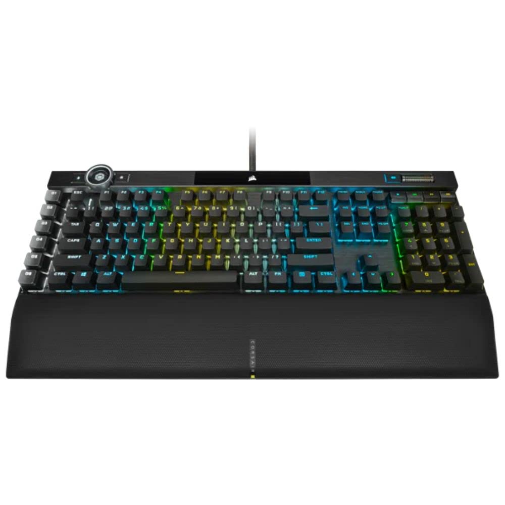 Corsair K100 RGB Teclado para Juegos con Cable Óptico-Mecánico - Interruptores OPX - PBT Double-Shot - Integración Elgato Stream Deck - Compatible con iCUE - PC, Mac, Xbox - QWERTY ES - Negro