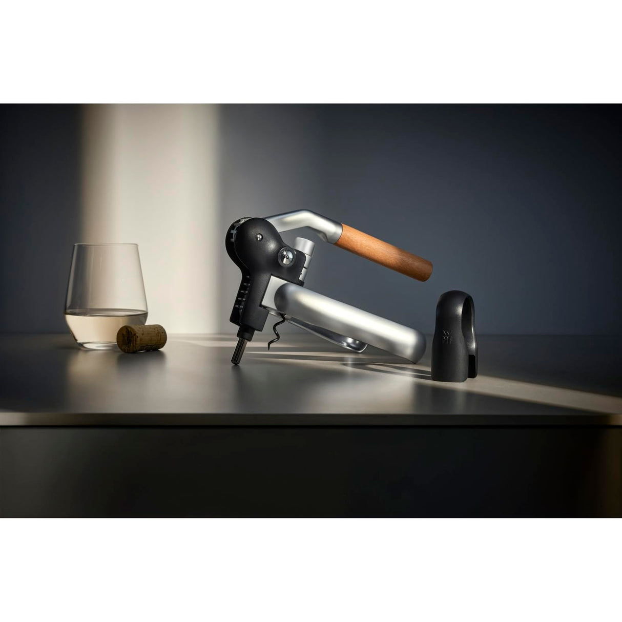 WMF Baric - Sacacorchos de Palanca para Vino 19x11x15 cm Con Cortador de Precintos, Abridor de Botellas de Vino y Prosecco Profesional, Manejo Sin Esfuerzo