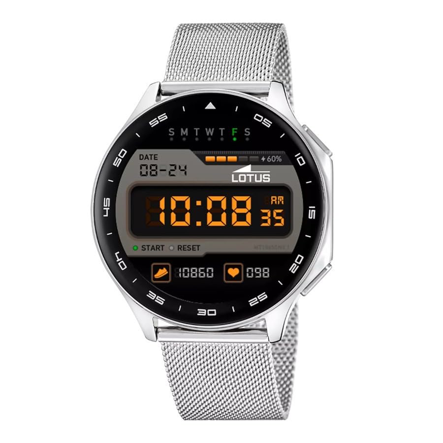 Reloj Lotus para Hombre 50050/3 Smartwatch Caja de Aleacion de Zinc Plateado Correa de Acero Inoxidable Plateado