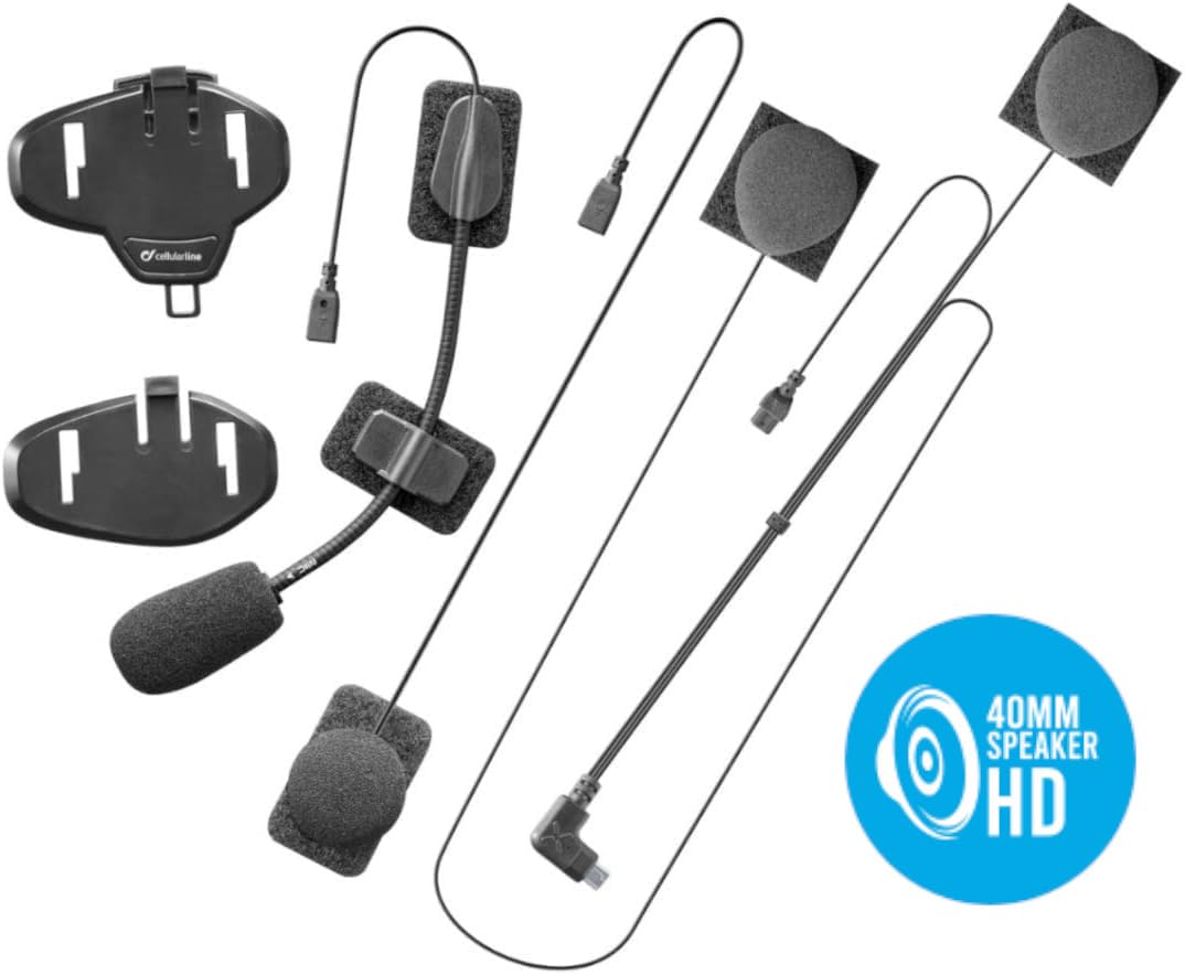 INTERPHONE Link HD - Doble – Intercomunicador para Casco de Moto, estéreo, Alta fidelidad, 40 mm, Uso piloto – piloto, Distancia 300 m, autonomía 20 Horas, GPS, TFT, Impermeable IPX67