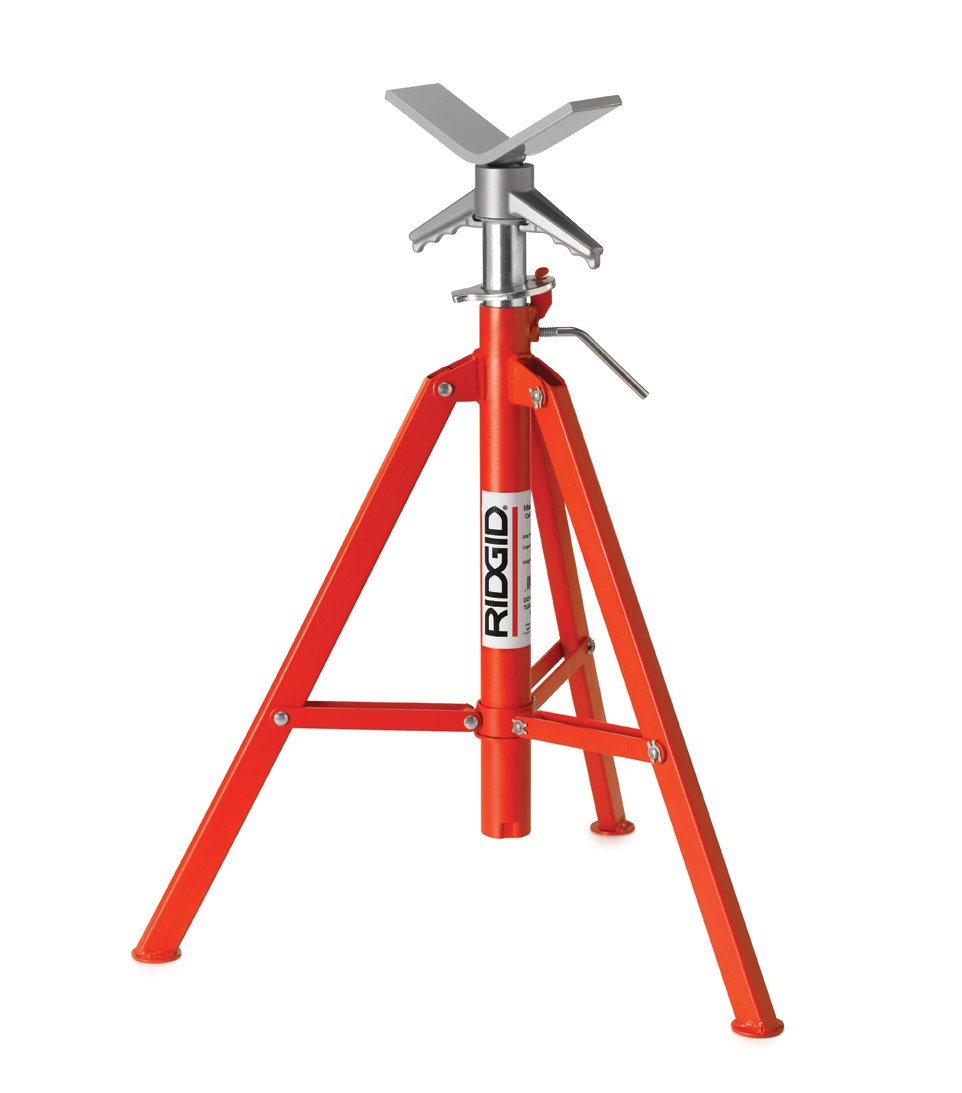 RIDGID 22168 Modelo VF-99 Soporte alto de tubo, plegable y con cabeza en V, Soporte de tubo de 304 mm
