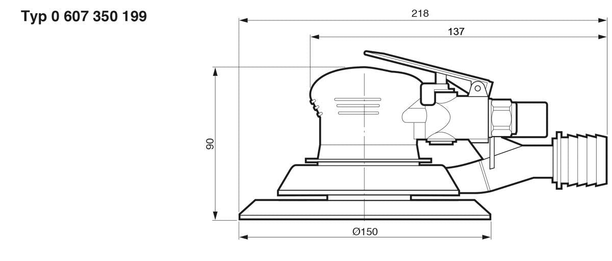Bosch Professional - Lijadora excéntrica neumática (170 W, 12000 rpm, Ø plato lijador 150 mm, en caja)