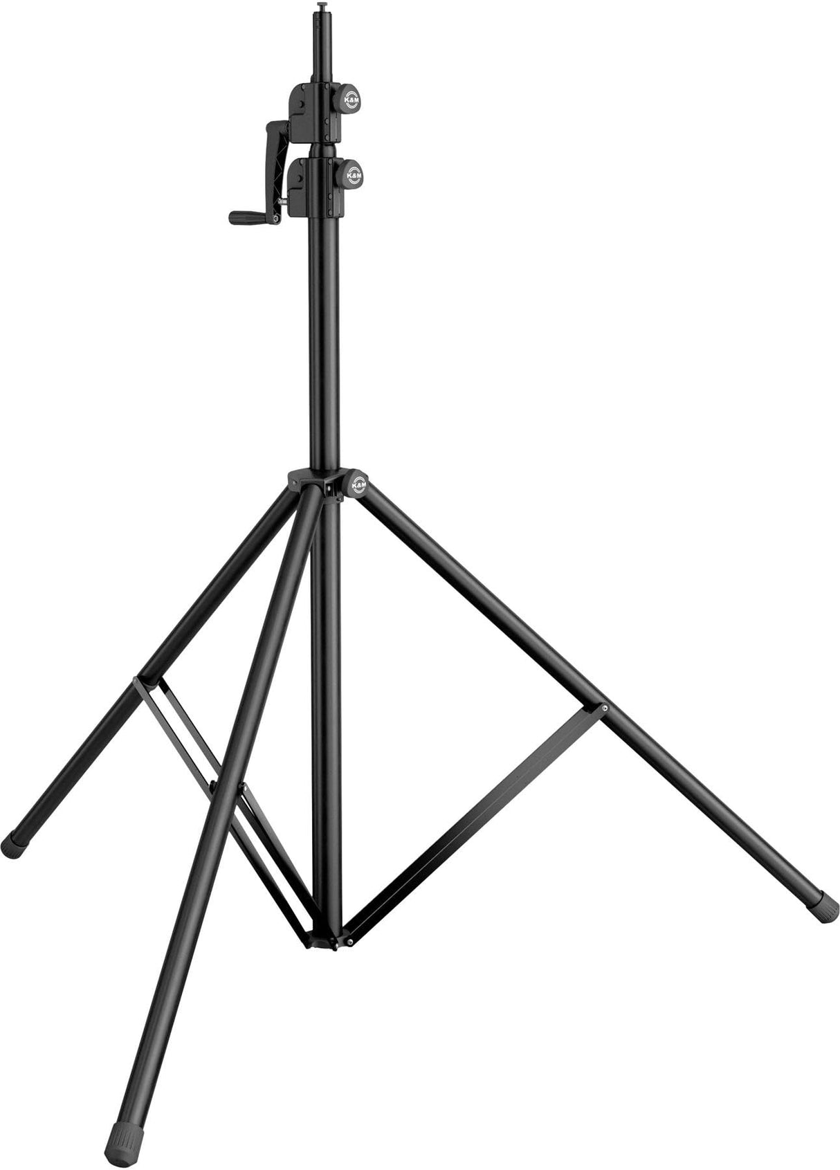 K&M 24740 Trípode Wind-Up 4000 negro, en acero - manivela fácil de usar, con cierre automático - altura hasta 400 cm