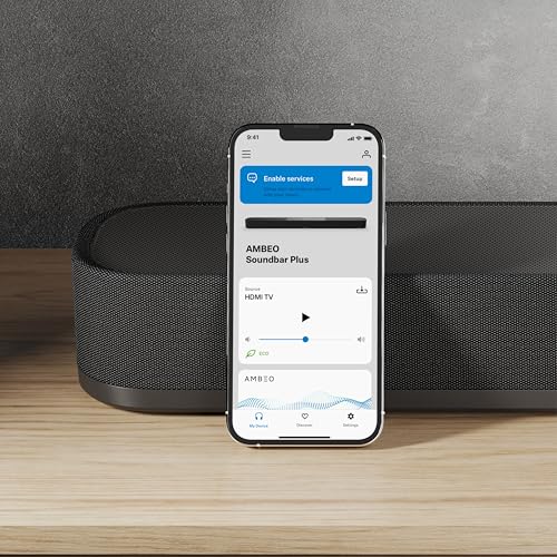 Sennheiser AMBEO Soundbar Plus para TV y Música - Sonido Envolvente 3D Inmersivo, Configuración de Altavoces Virtual 7.1.4, Subwoofers Dobles Integrados, Conexión Streaming Avanzada