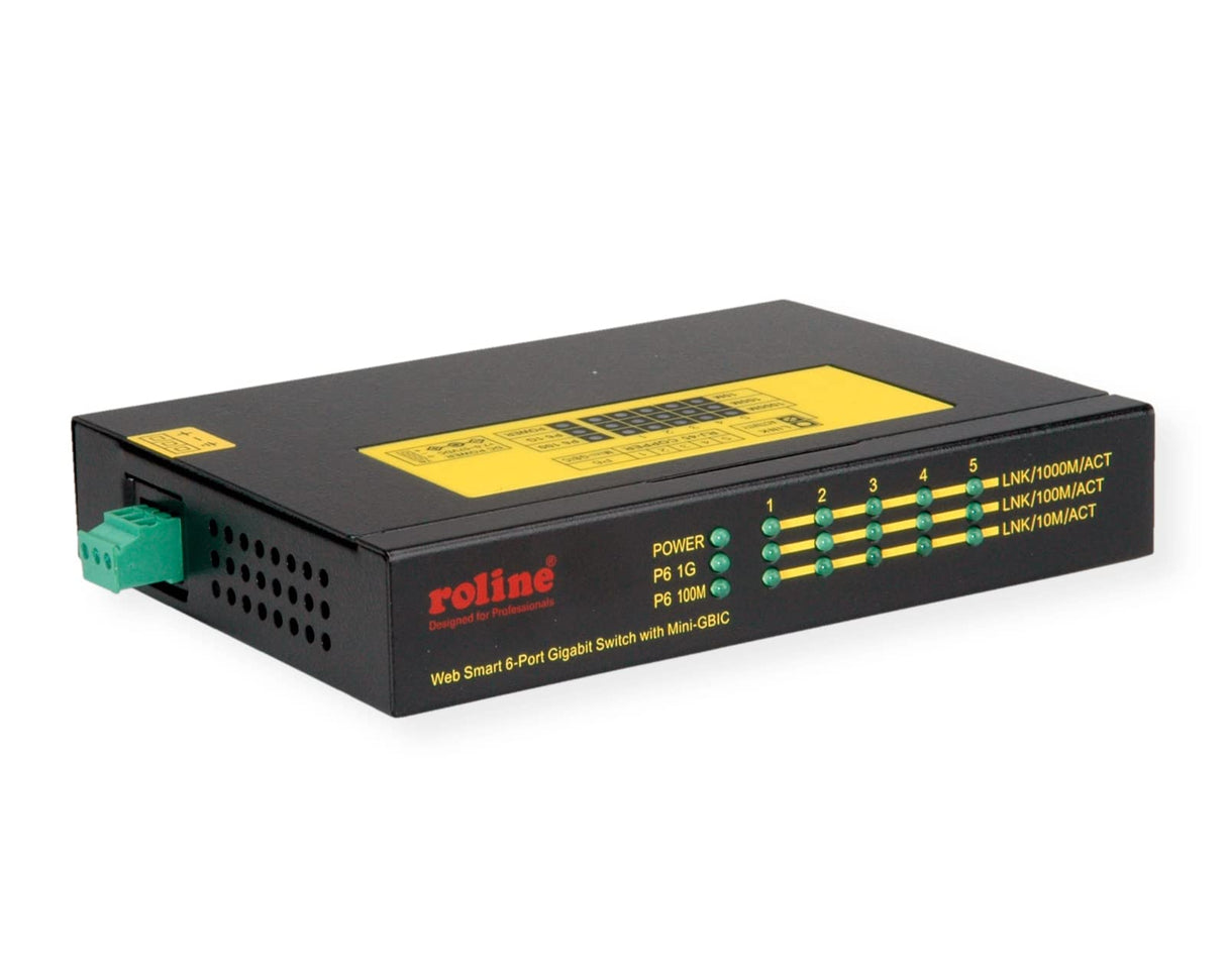 ROLINE Industrial Gigabit Switch, 5x RJ-45 + 1x SFP