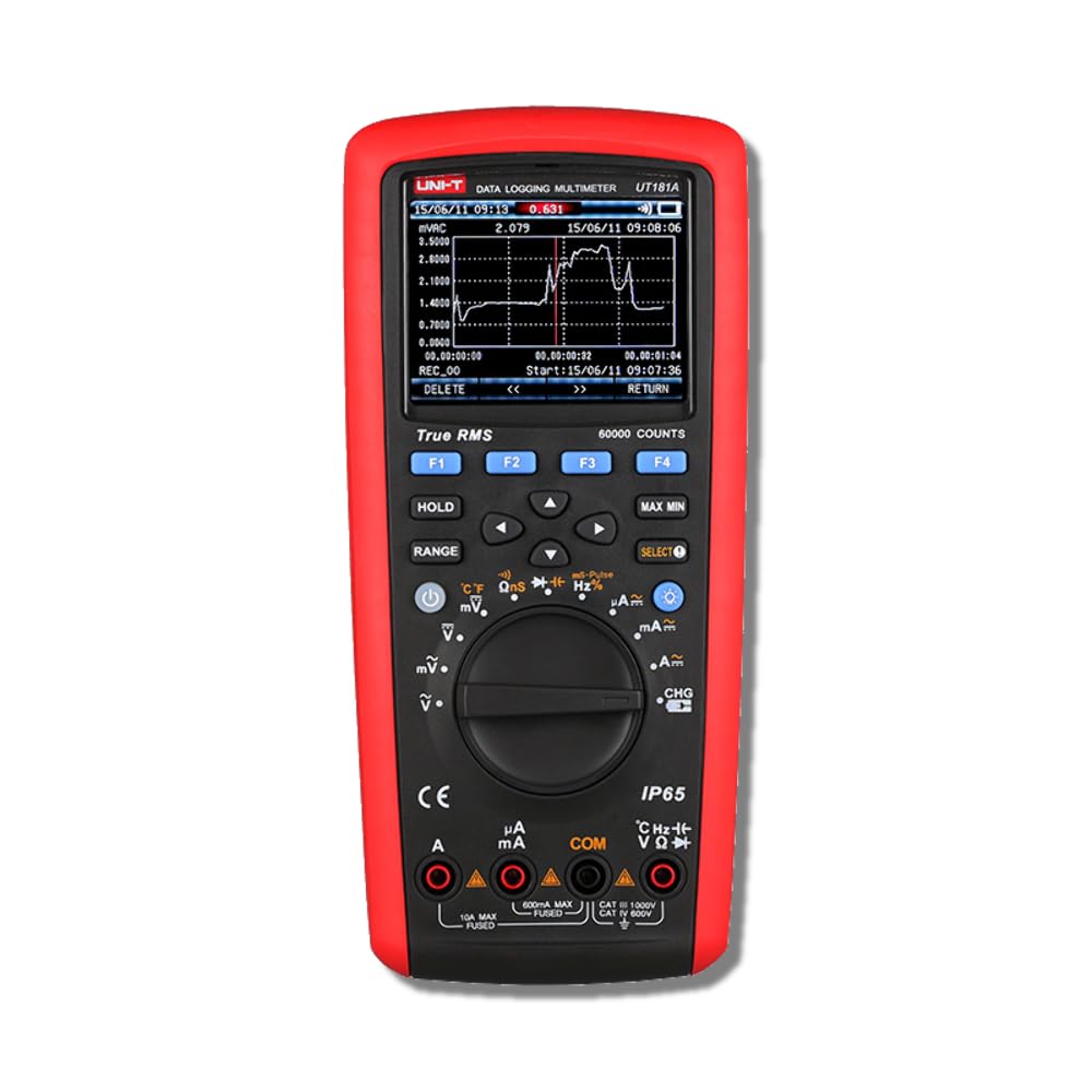 UNI-T UT181A True RMS Multímetro de Registro de Datos, 1000 V AC/DC, 10A, 10Hz-60MHz, -40°C-1000°C/-40°F-1832°F