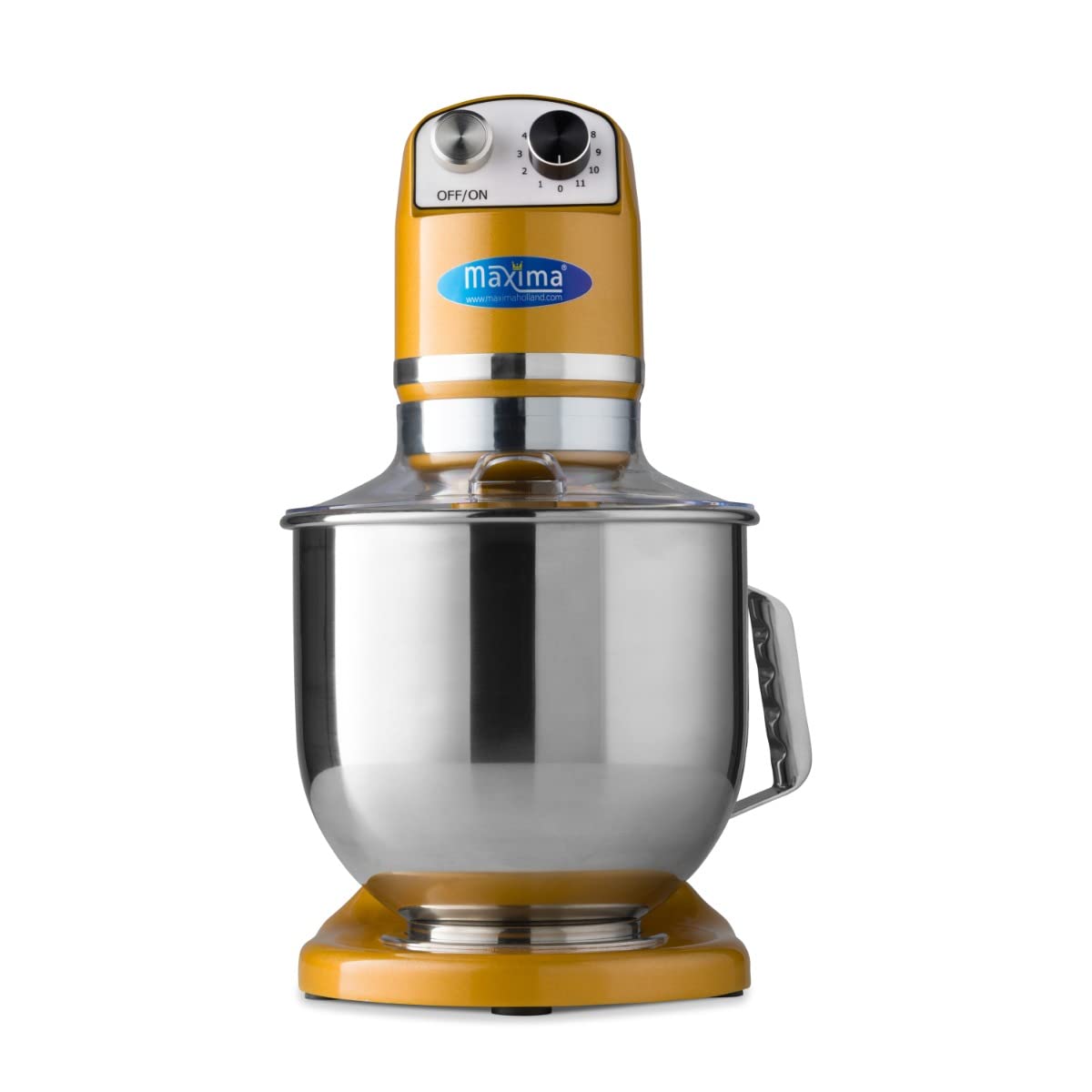 Mezclador planetario 7 L hasta 2 Kg de masa dorado/amarillo - Tazón de acero inoxidable - 11 velocidades - Procesador de cocina - Batidora de pie - Robot de cocina - 7 litros