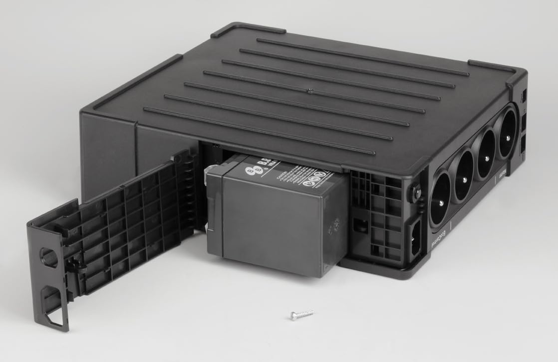 Eaton Ellipse Pro 850 DIN - Fuente de alimentación ininterrumpida (SAI) - Potencia 850 VA con protección de sobrevoltaje (4 salidas Schuko) y regulación de voltaje (AVR), Negro