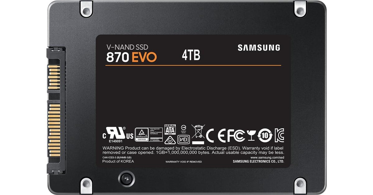 Samsung SSD 870 EVO - Disco duro interno de estado sólido, 4 TB, SATA 560 MB/s, 2,5", Negro