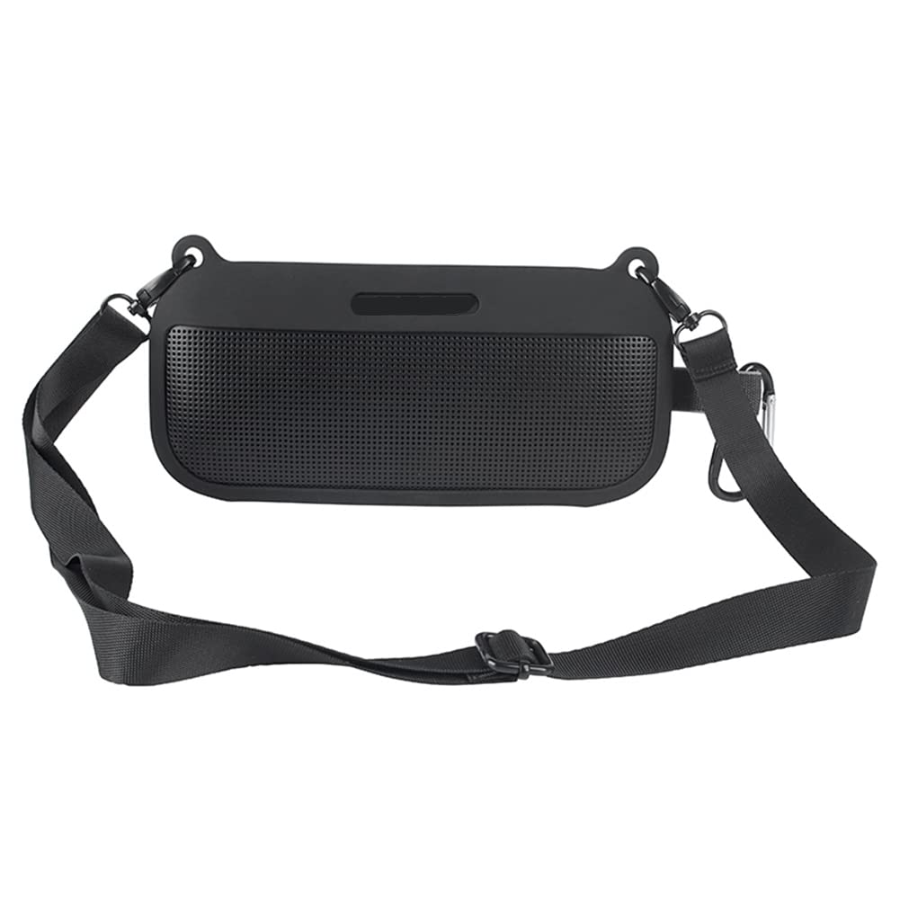 Ruelen Suave de Silicona para Altavoz portátil SoundLink Flex Bluetooth con Correa y mosquetón, Negro