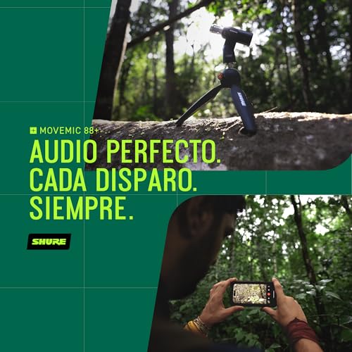 Shure Kit de Micrófono inalámbrico, MoveMic 88+ - Grabador de Audio Profesional para entrevistas de Cine/grabación de Campo | Compatible con iOS/Android Mediante la aplicación Motiv (MV88+W-Kit-Z6)