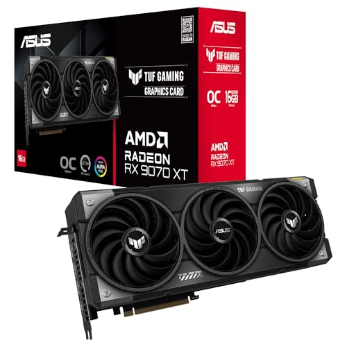 ASUS TUF Gaming Radeon RX 9070 XT OC Edition 16GB GDDR6, Tarjeta gráfica Gaming (PCIe 5.0, 16GB GDDR6, HDMI/DP 2.1, 3.125 Ranuras, Grado Militar, Revestimiento PCB, Ventiladores axial-Tech)