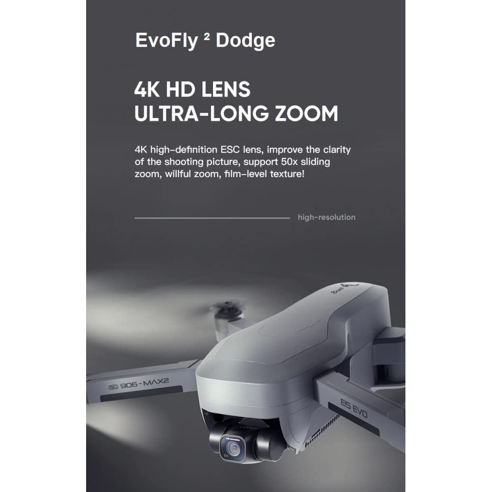 LUXWALLET EvoFly ² Dodge, 45Km /h, dron GPS 4K, 4KM, Evita obstáculos, WiFi de 5 GHz, cámara con cardán de 3 Ejes, Micro SD, Profesional