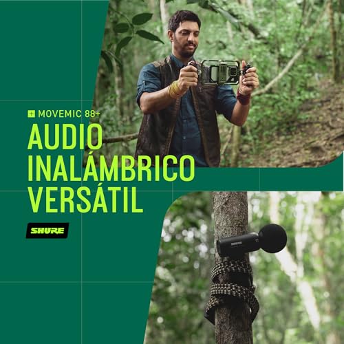 Shure Kit de Micrófono inalámbrico, MoveMic 88+ - Grabador de Audio Profesional para entrevistas de Cine/grabación de Campo | Compatible con iOS/Android Mediante la aplicación Motiv (MV88+W-Kit-Z6)
