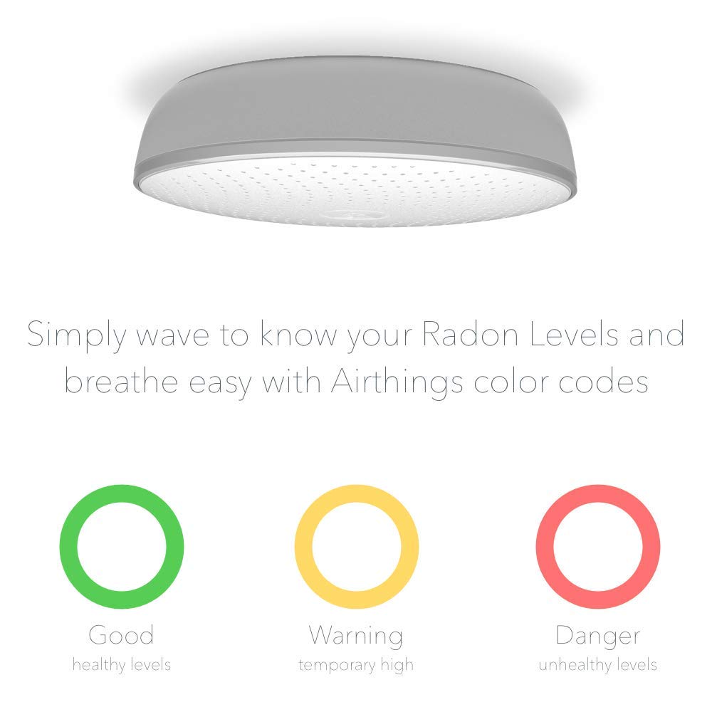 Airthings 2950 Wave Radon: detector inteligente de gas radón con monitor de humedad y temperatura, preciso, intuitivo e inalámbrico