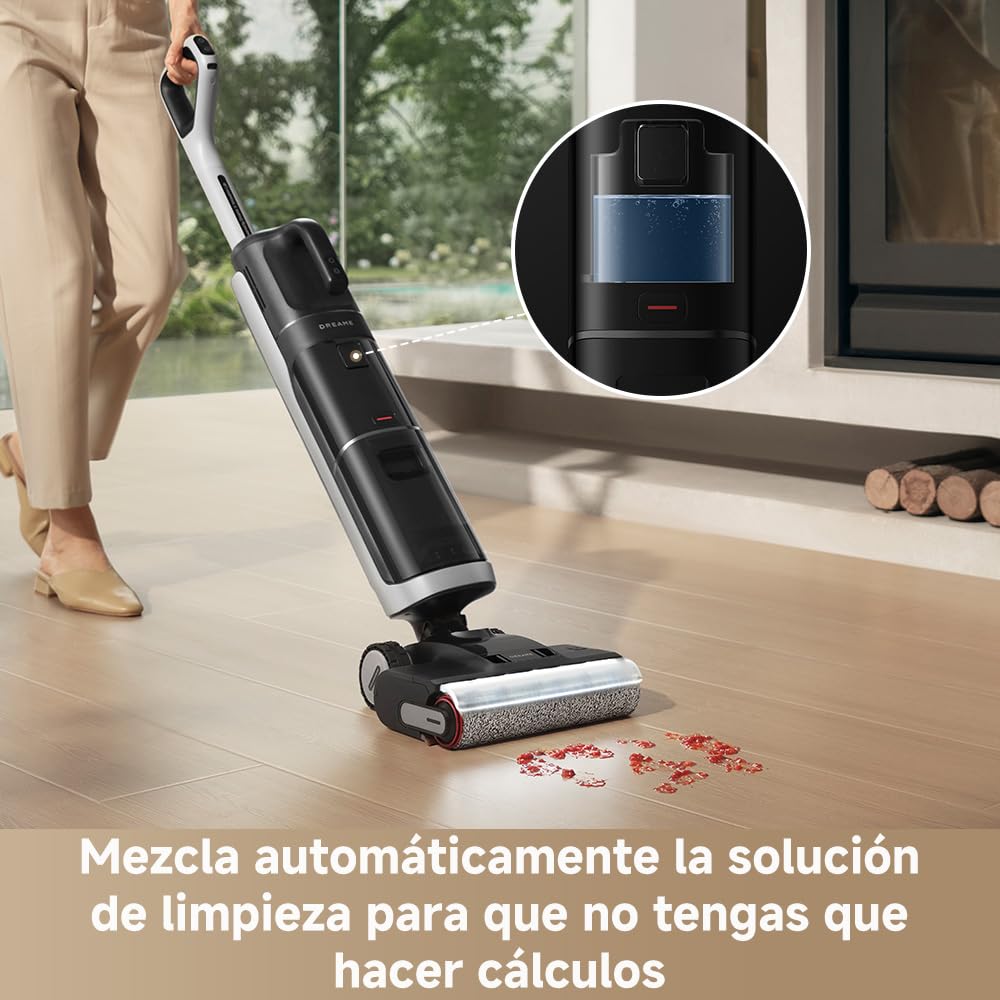 DREAME H14 Dual Aspirador en Seco y Húmedo 5 en 1, Solución de Limpieza con Proporción Inteligente, Se Puede Tumbar, Lavado del Cepillo a 60 °C en 5 min, 18.000 Pa de Succión, con Luz LED