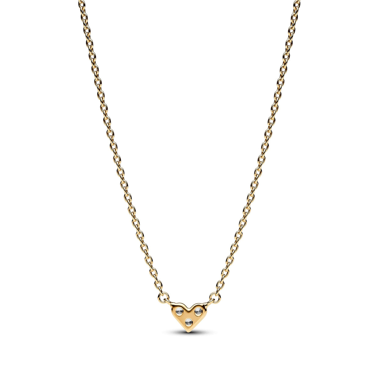 Pandora Timeless Collar con diseño de corazón chapado en oro de 14 quilates con circonitas cúbicas transparentes
