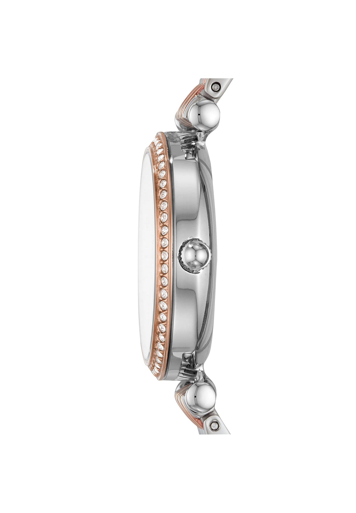 Fossil Carlie Reloj para mujer, movimiento de cuarzo con correa de acero o piel, Tono plateado y tono oro rosa, 28MM