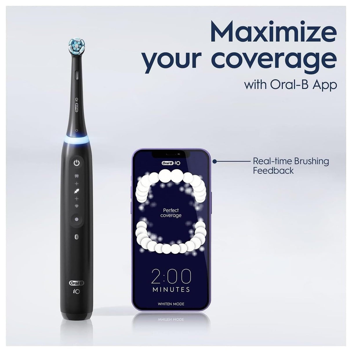 Oral-B iO5 - Cepillos de dientes eléctricos para adultos, 1 cabezal de cepillo de dientes y estuche de viaje, 5 modos con blanqueamiento de dientes, enchufe británico de 2 pines, color negro