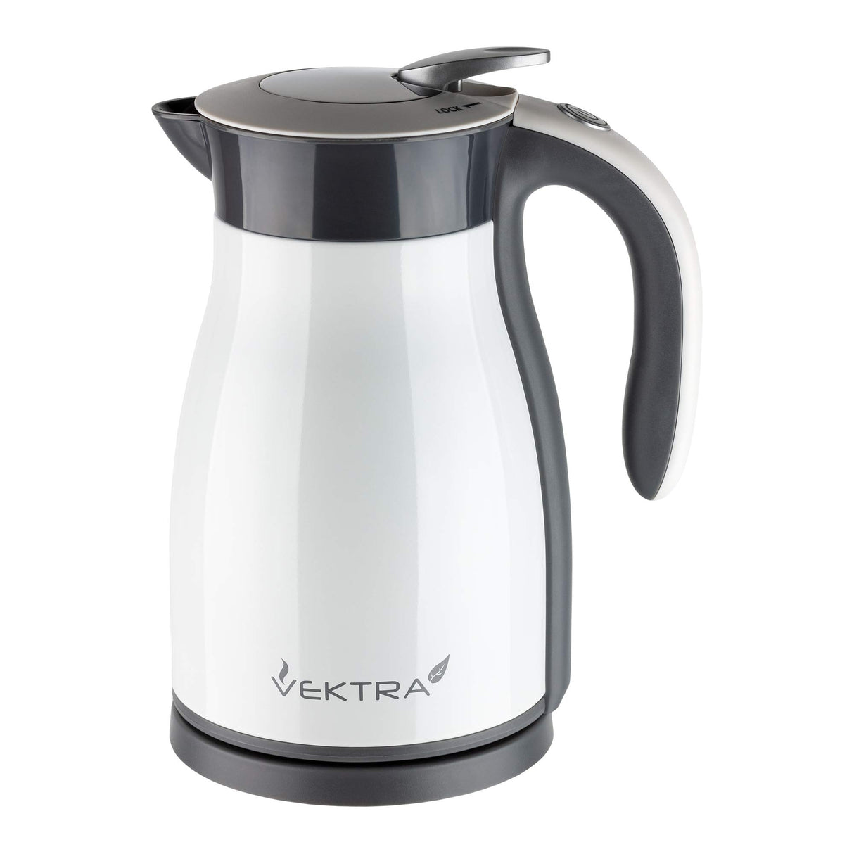 Vektra VEK-1701W Hervidor de agua inalámbrico con aislamiento al vacío, respetuoso con el medio ambiente, fácil de verter, 1,7 litros, color blanco