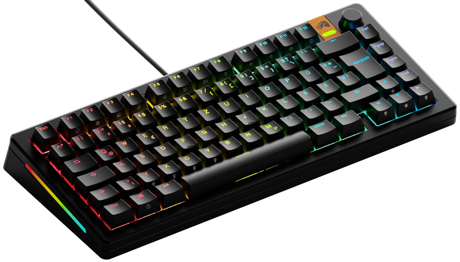 Glorious Gaming GMMK 3 HE: Teclado Respuesta rápida, Hall Effect, sondeo 8K, switches magnéticos y mecánicos MX, Teclado 75% Hot Swap, Juntas modulares, PBT Doble inyección, QWERTZ alemán - Negro