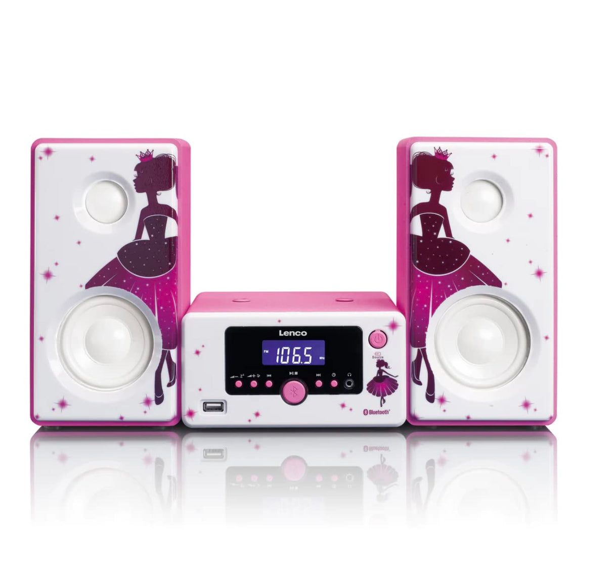 Lenco MC-020 Home Audio Mini System 10W Rosa, Blanco - Microcadena (Home Audio Mini System, Rosa, Blanco, Imagen, 10 W, FM,PLL, Azul)
