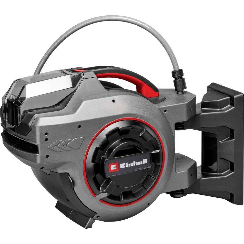 Einhell GE-HR 18/30-1 WH Li-Solo - Tambor de manguera con batería (18 V, carrete automático, orientable 180°, soporte de pared, manguera de conexión de 1,5 m, sin batería ni manguera)
