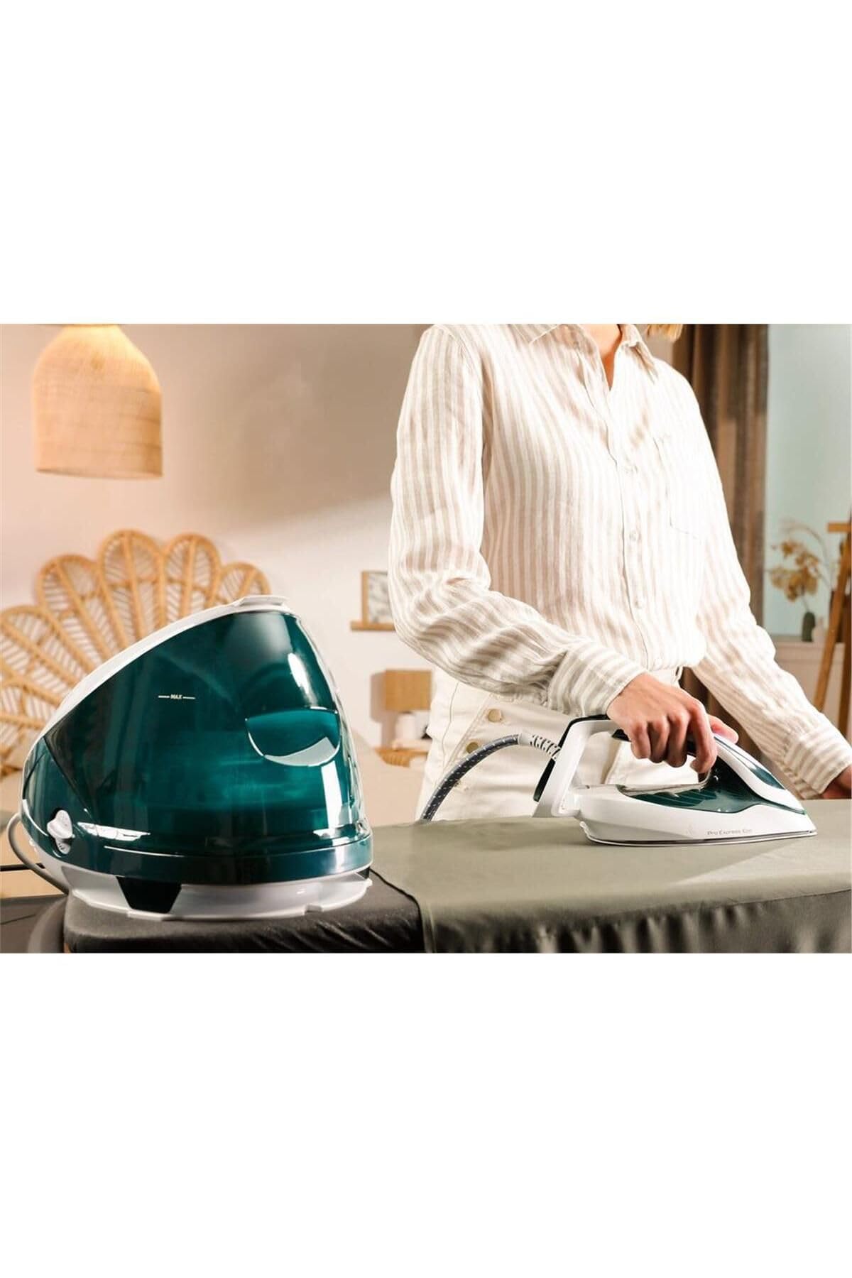 Tefal Pro Express Eco GV9E21E0 - Plancha de vapor (2200 W, presión de 7,5 bar, 560 g/min, vapor continuo, 140 g/min, modo ecológico, colector de cal, tecnología Smart Temp), color verde bosque