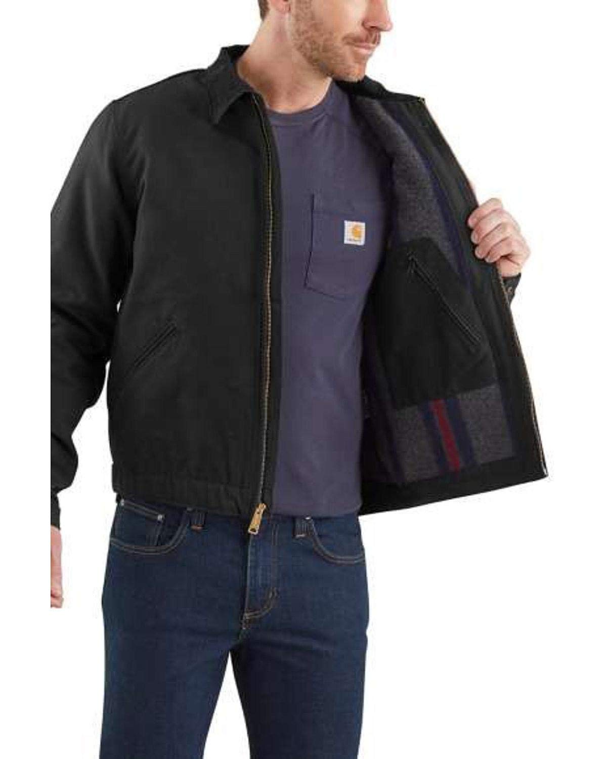 Carhartt, Hombre, Detroit Chaqueta En Lona De Algodón Con Forro Cálido, Ajuste Ligeramente Holgado, Negro, S
