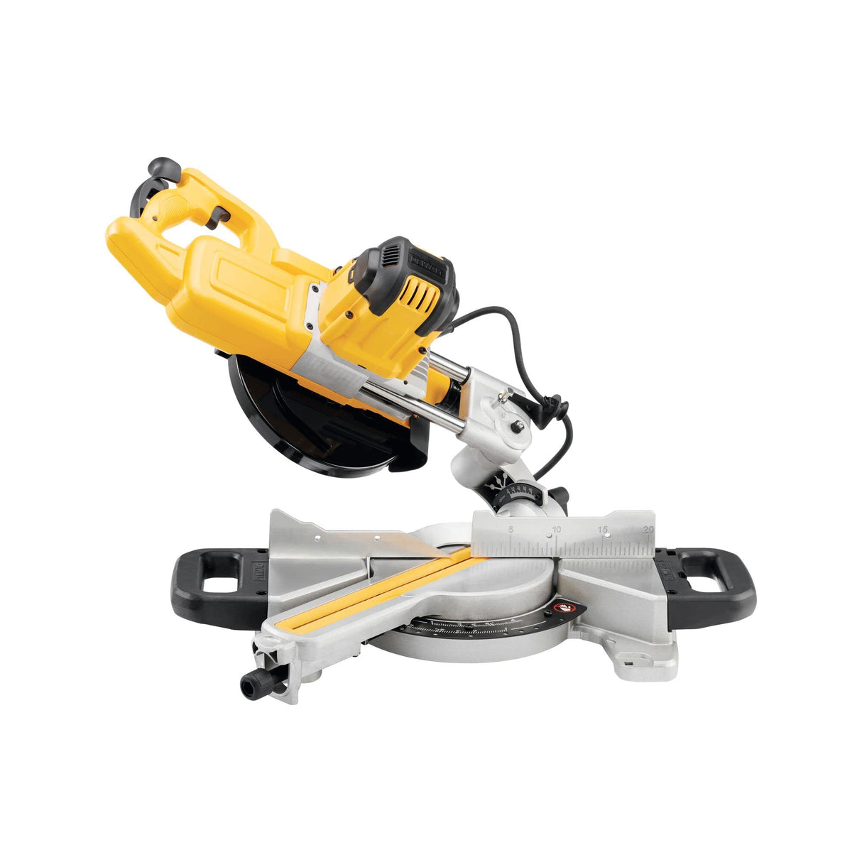DEWALT DWS773-QS - Sierra Ingletadora, Potencia de 1300W, Velocidad de 4500 RPM, Asas de Transporte, Diseño Ergonómico, Extracción de Polvo Eficaz, Fuente de energía con cable