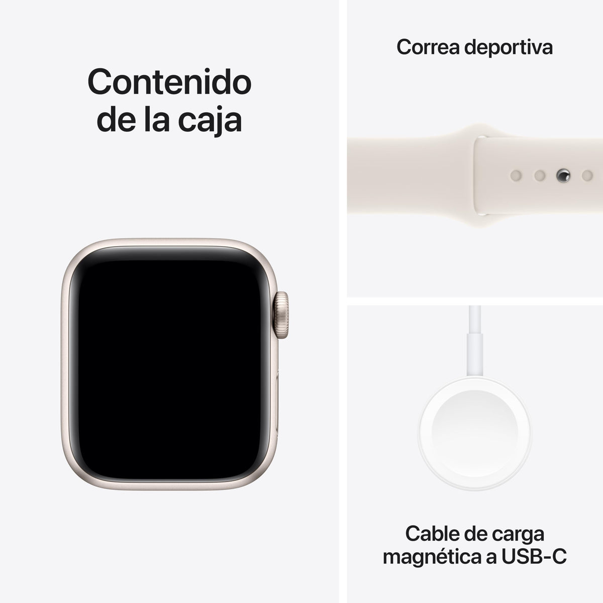 Apple Watch SE de 2.ª generación GPS Smartwatch con Caja de Aluminio en Blanco Estrella de 40 mm y Correa Deportiva Blanco Estrella - Talla M/L. Monitores de entreno y sueño y Resistencia al Agua