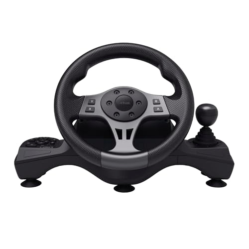Trust GXT 289 Movi Volante de Carreras PC, Xbox Series X/S, PS4, Nintendo Switch, con Pedales, Levas de Cambio, Palanca de Cambios, Vibración, Racing/Farming Simulator / F1 / Gran Turismo