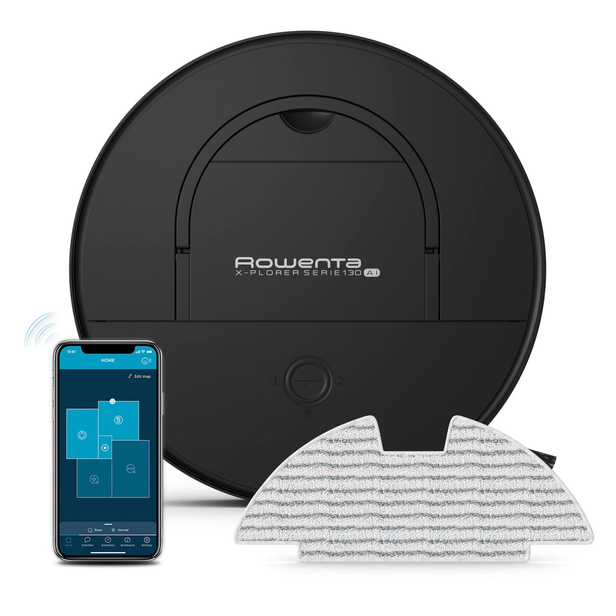Rowenta X-Plorer Serie 130 AI - Robot aspirador 4 en 1 con función de limpieza, láser + sistema de navegación por cámara, 4 modos de limpieza, 120 min de autonomía, 3 horas de carga, depósito de polvo