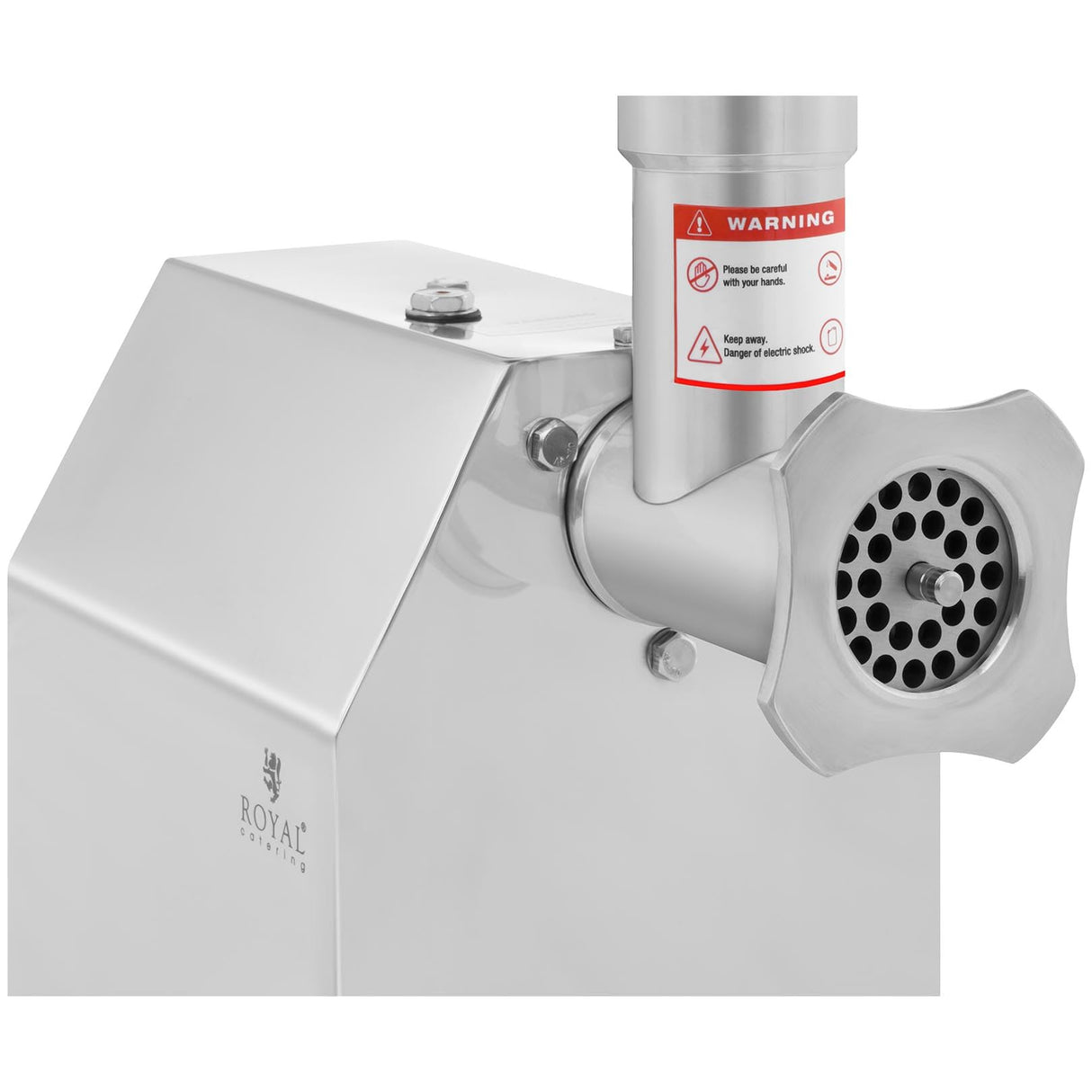 Royal Catering RCFW 140-850ECO Picadora de Carne Eléctrica Profesional (140 kg/h, 850 W, Marcha Retrógrada, Orificios de 6/8 mm, Acero Inoxidable) ECO
