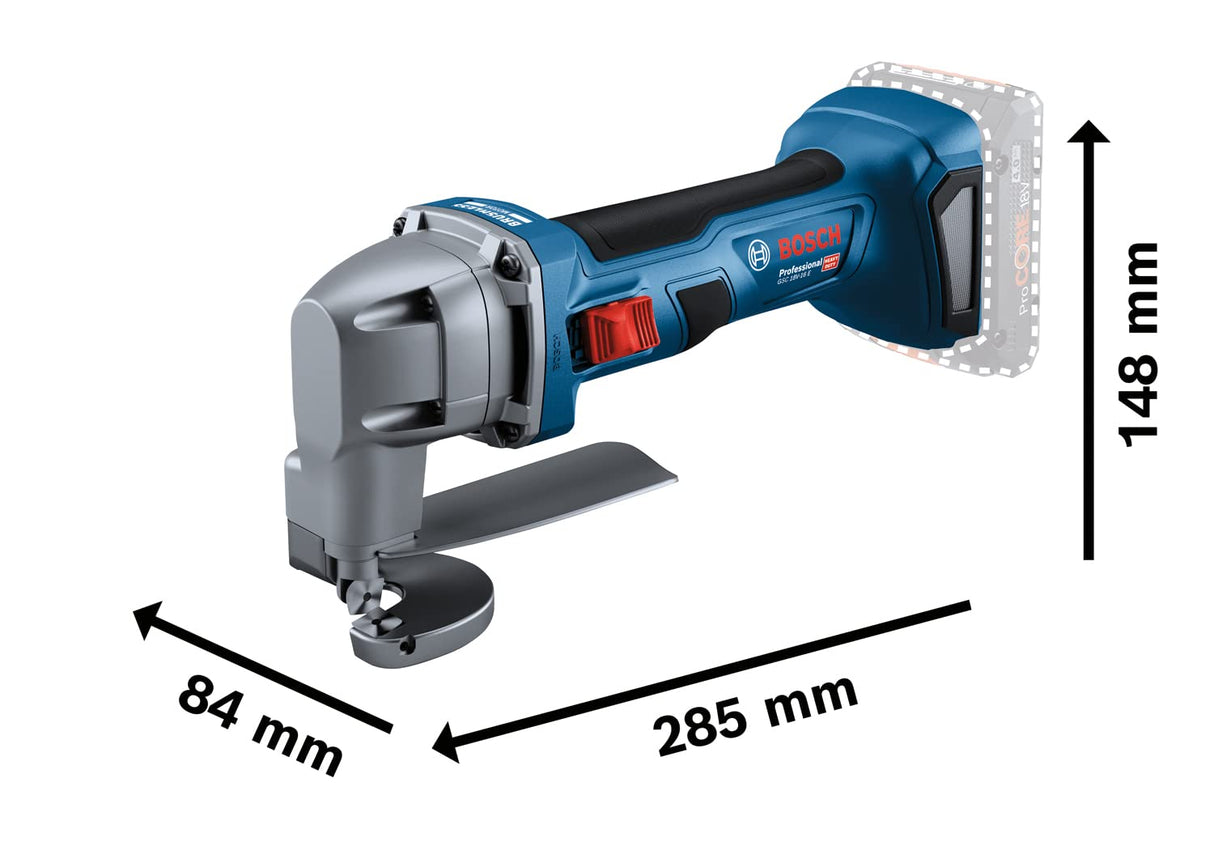 Bosch Professional 18V System GSC 18V-16 E - Cizalla de metal a batería (Brushless, 3200 cpm, corte aluminio max. 2,2 mm, motor Brushless, sin batería, en caja)